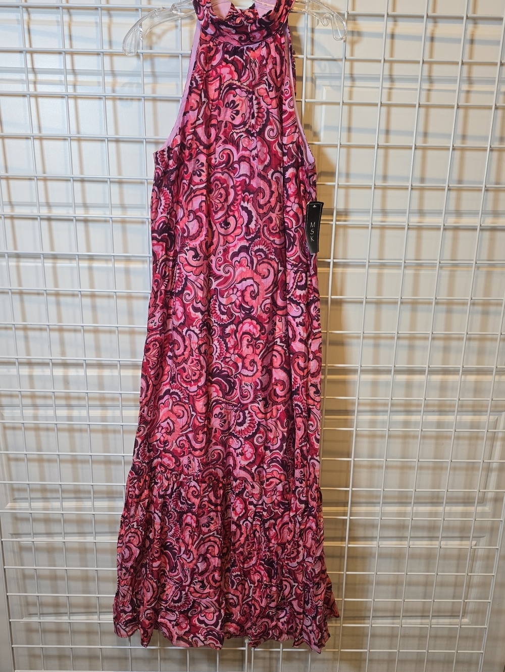 MSK Pink Paisley Halter-Neck Maxi Dress Size Large NWT